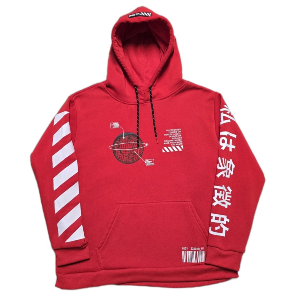RGSTR "TOKYO STREET ART" Hoodie Graphic Streetwear‎ Mens M Red Double-sided Y2K